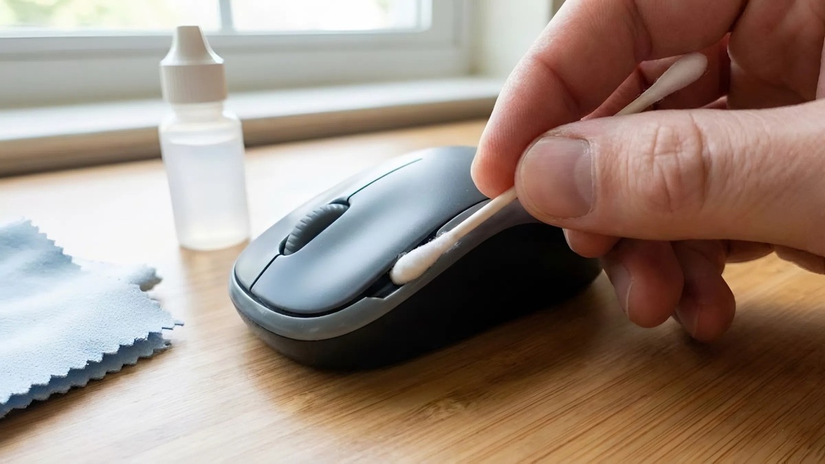 Cách vệ sinh chuột máy tính - Làm sạch viền nút chuột