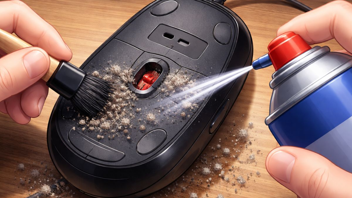 Cách vệ sinh chuột máy tính - Làm sạch bụi xung quanh cảm biến