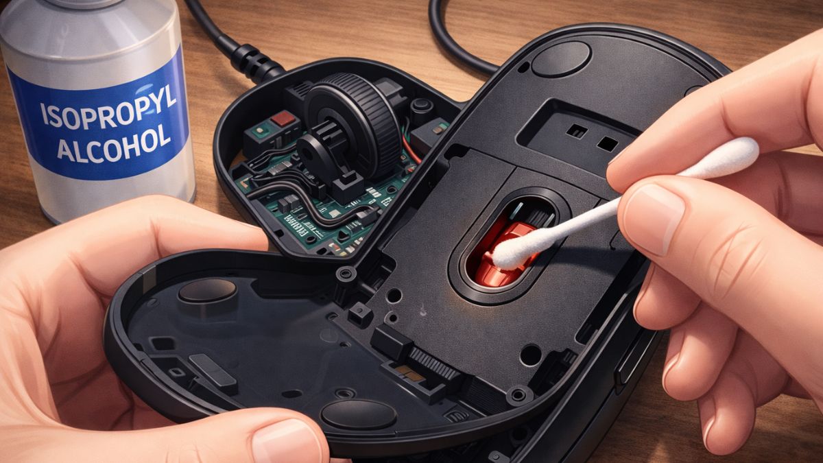 Cách vệ sinh chuột máy tính - Lau mắt cảm biến