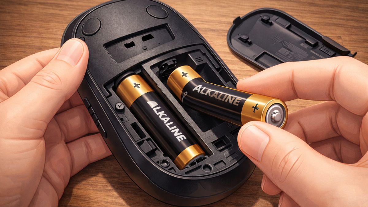 Cách vệ sinh chuột máy tính - Lắp pin cho chuột