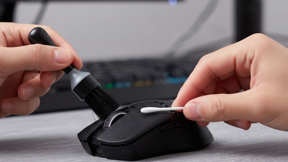 Cách vệ sinh chuột máy tính - Làm sạch khe viền thân chuột