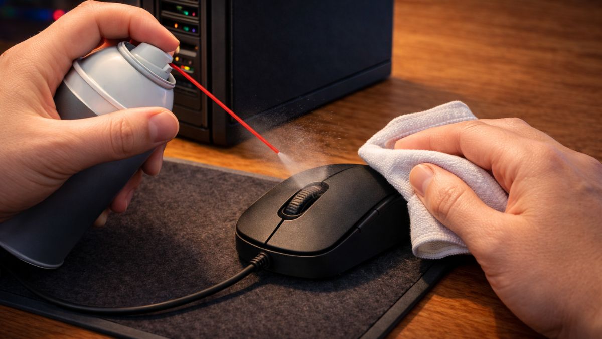 Cách vệ sinh chuột máy tính - Thổi bụi và lau khô