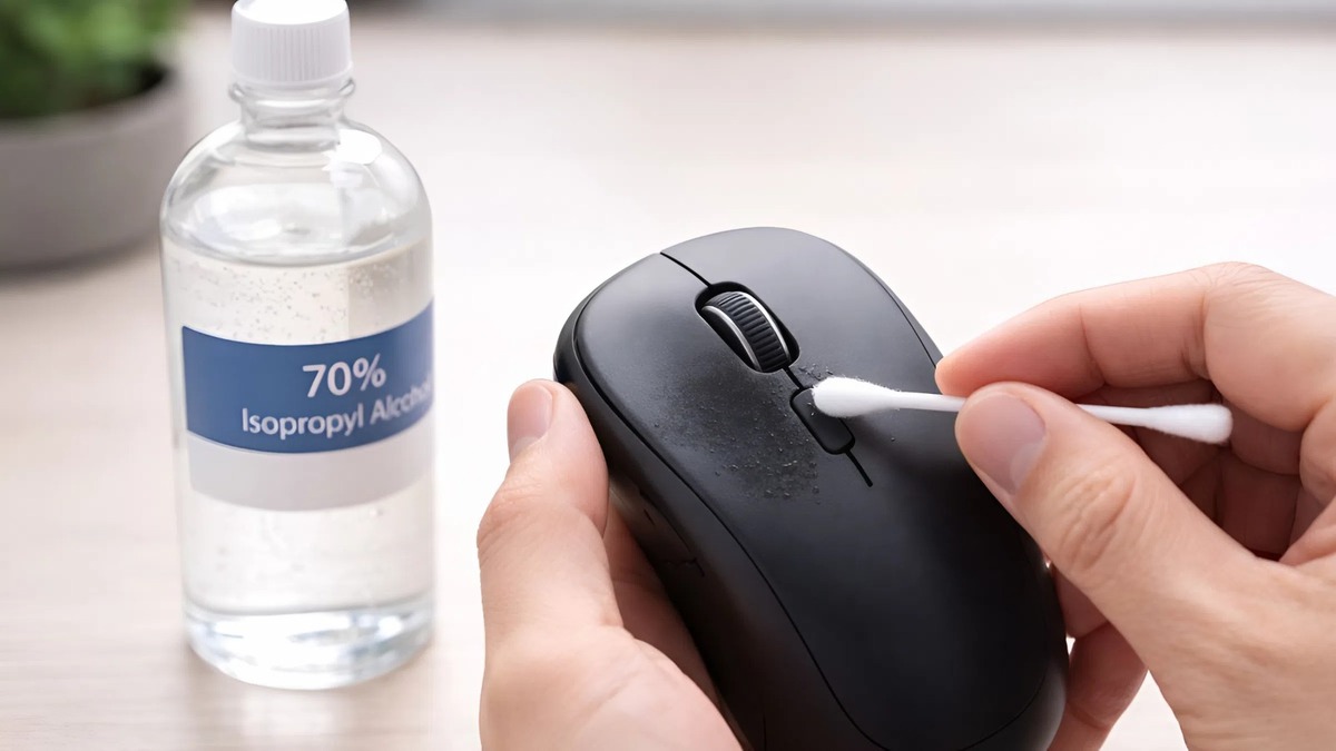 Cách vệ sinh chuột máy tính - Lau bề mặt nút bấm
