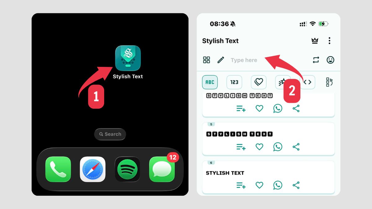 Cách viết chữ đậm trên Facebook bằng điện thoại bước 1, 2