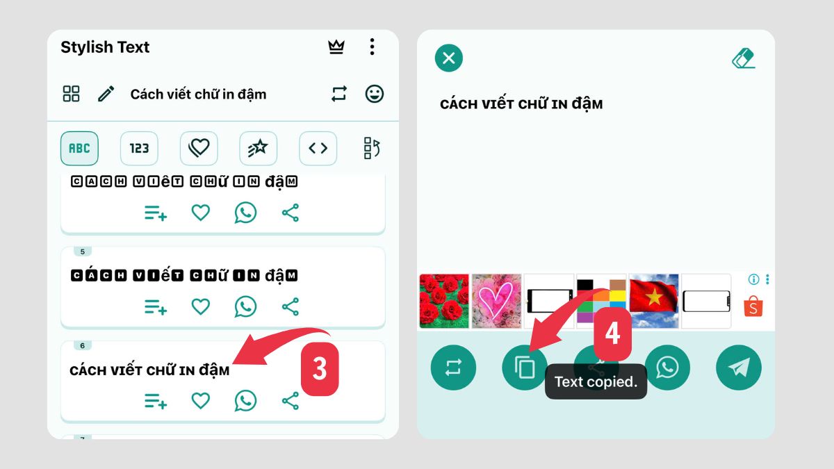 Cách viết chữ đậm trên Facebook bằng điện thoại bước 3, 4