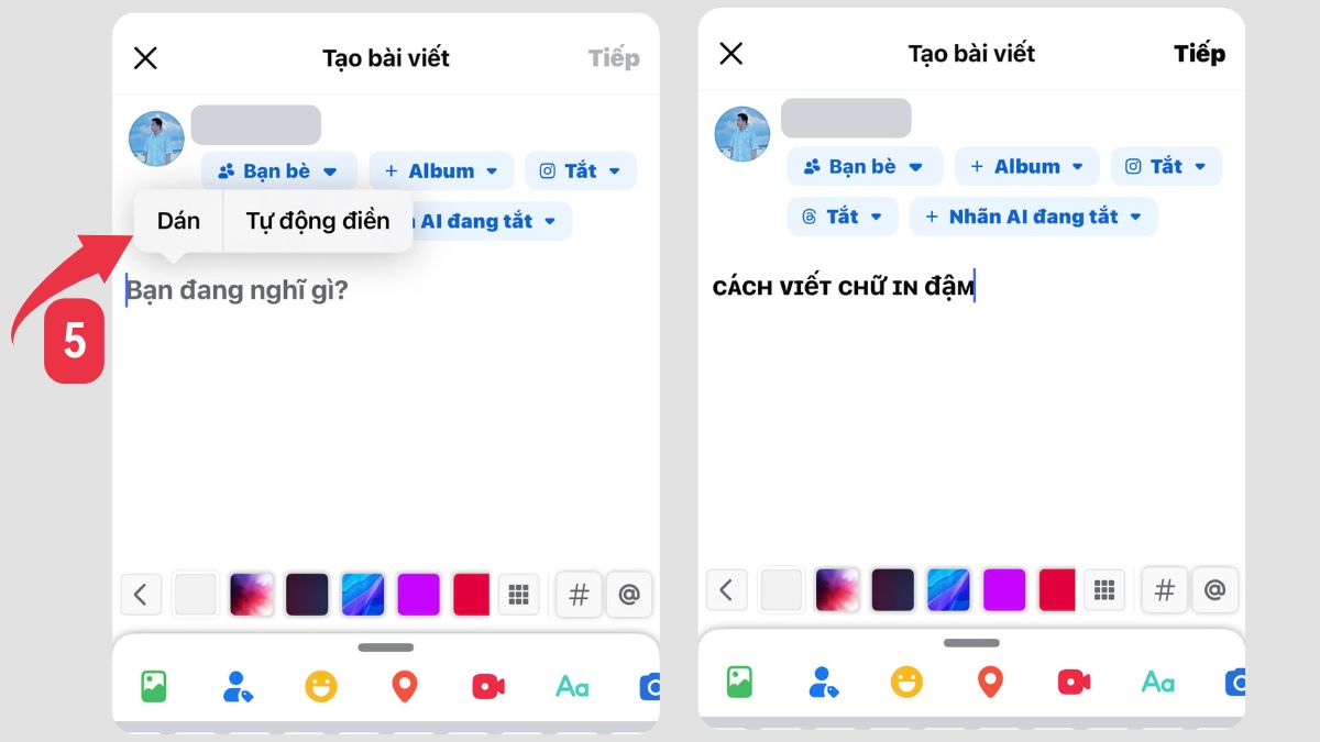 Cách viết chữ đậm trên Facebook bằng điện thoại bước 5