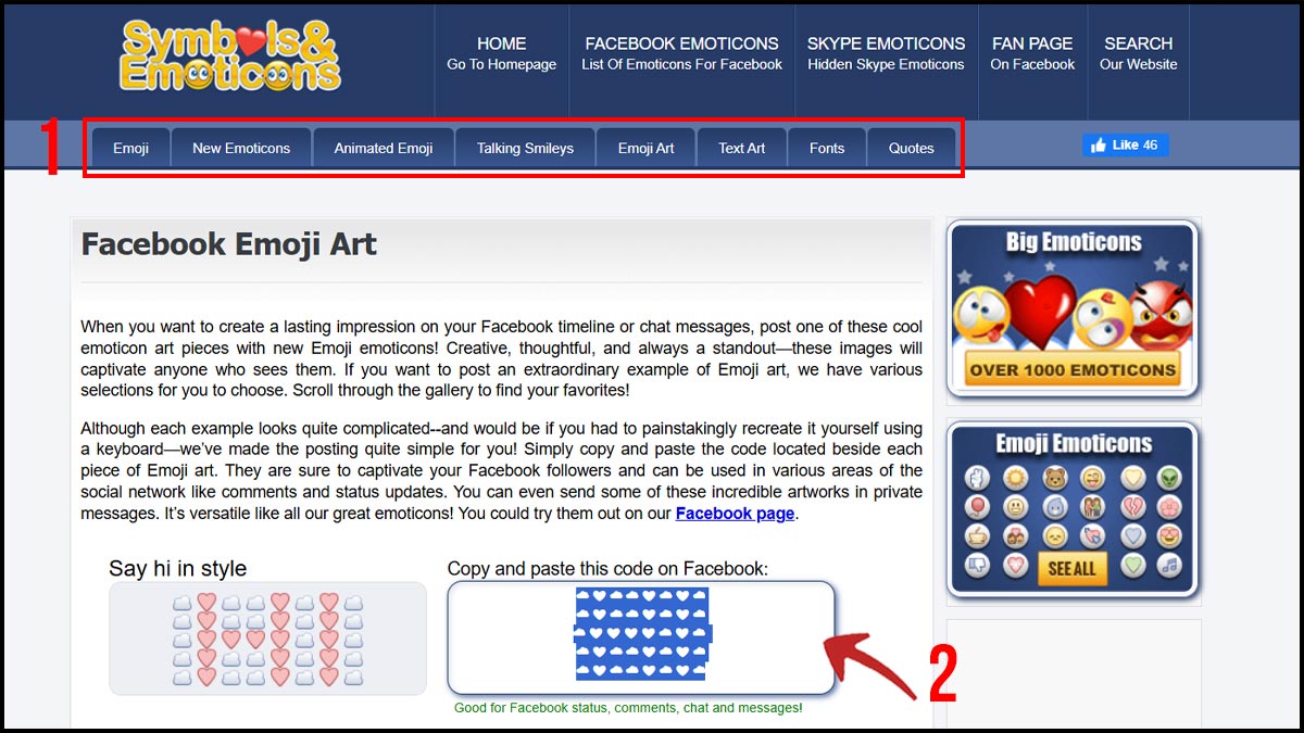 Cách viết chữ kiểu trên Facebook với Symbols & Emoticons bước 1, 2