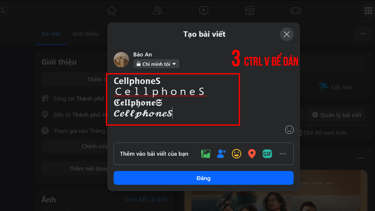 Cách viết chữ kiểu trên Facebook với YayText bước 3