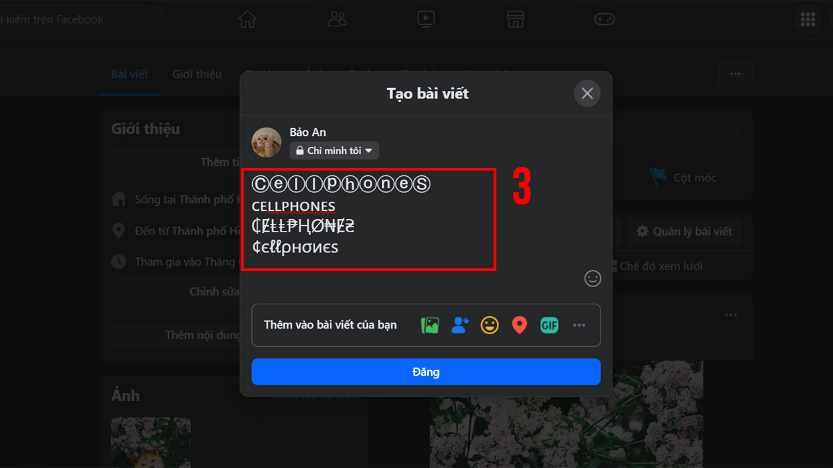 Cách viết chữ kiểu trên Facebook với AhaChat bước 3