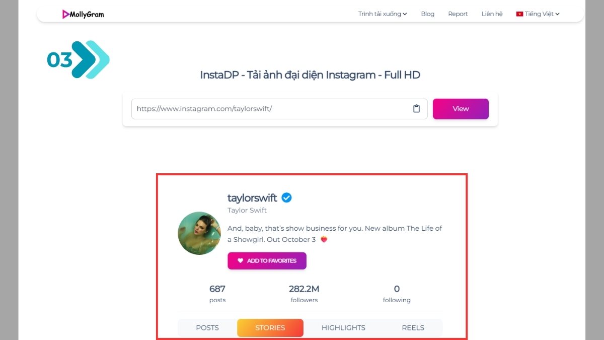Cách xem ảnh đại diện Instagram qua trang web thứ 3 bước 3