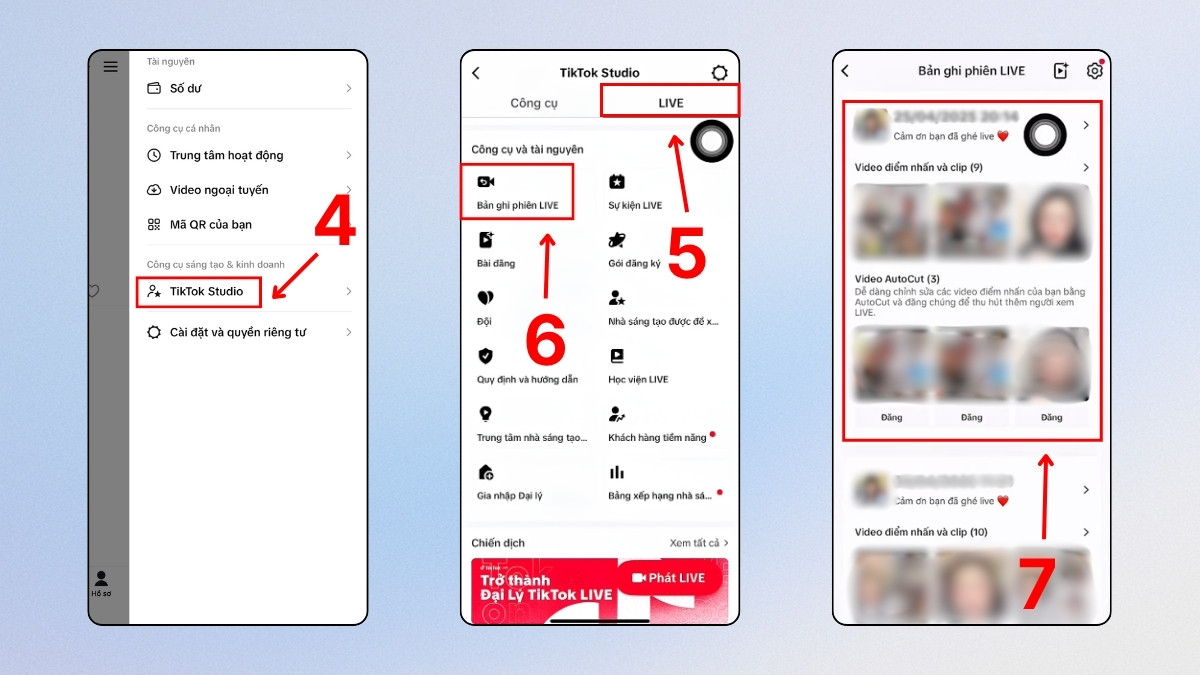 Cách xem lại live trên TikTok trên điện thoại bước 3