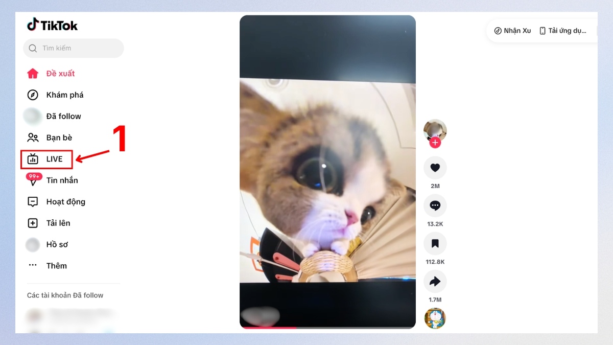 Cách xem lại live trên TikTok trên máy tính bước 1