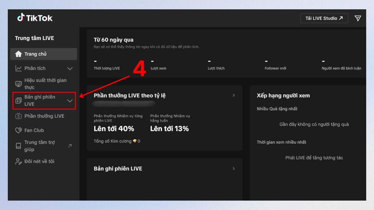 Cách xem lại live trên TikTok trên máy tính bước 3