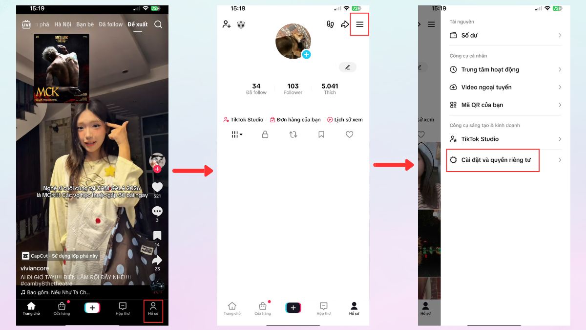 Cách xem video đã xem trên TikTok trong Lịch sử xem bước 1
