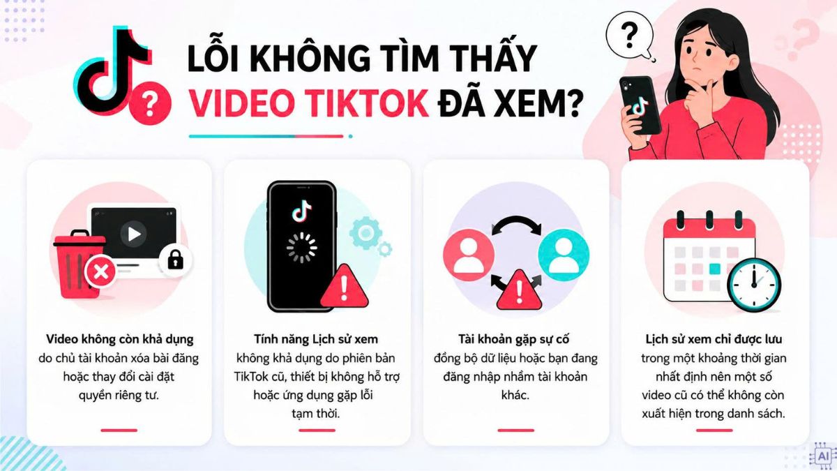 Cách xem video đã xem trên TikTok - Trường hợp lỗi không tìm thấy