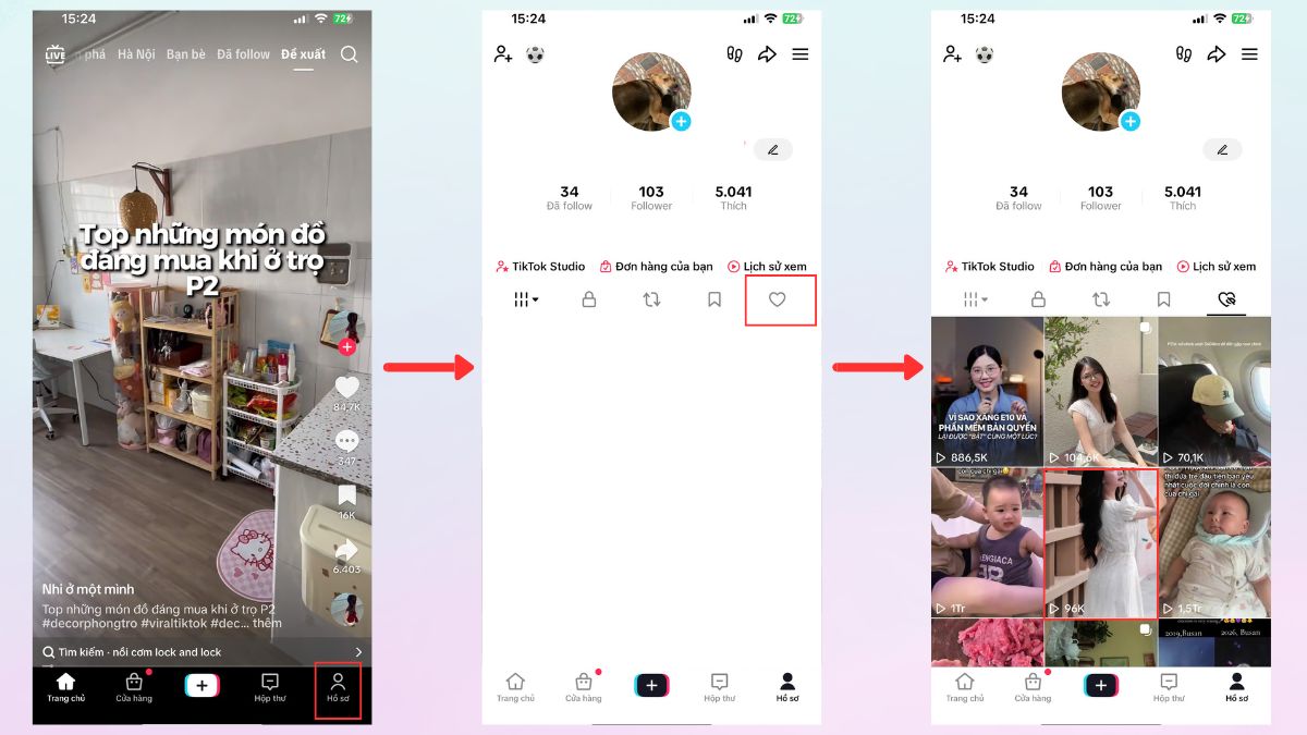 Cách xem video đã xem trên TikTok đã thích