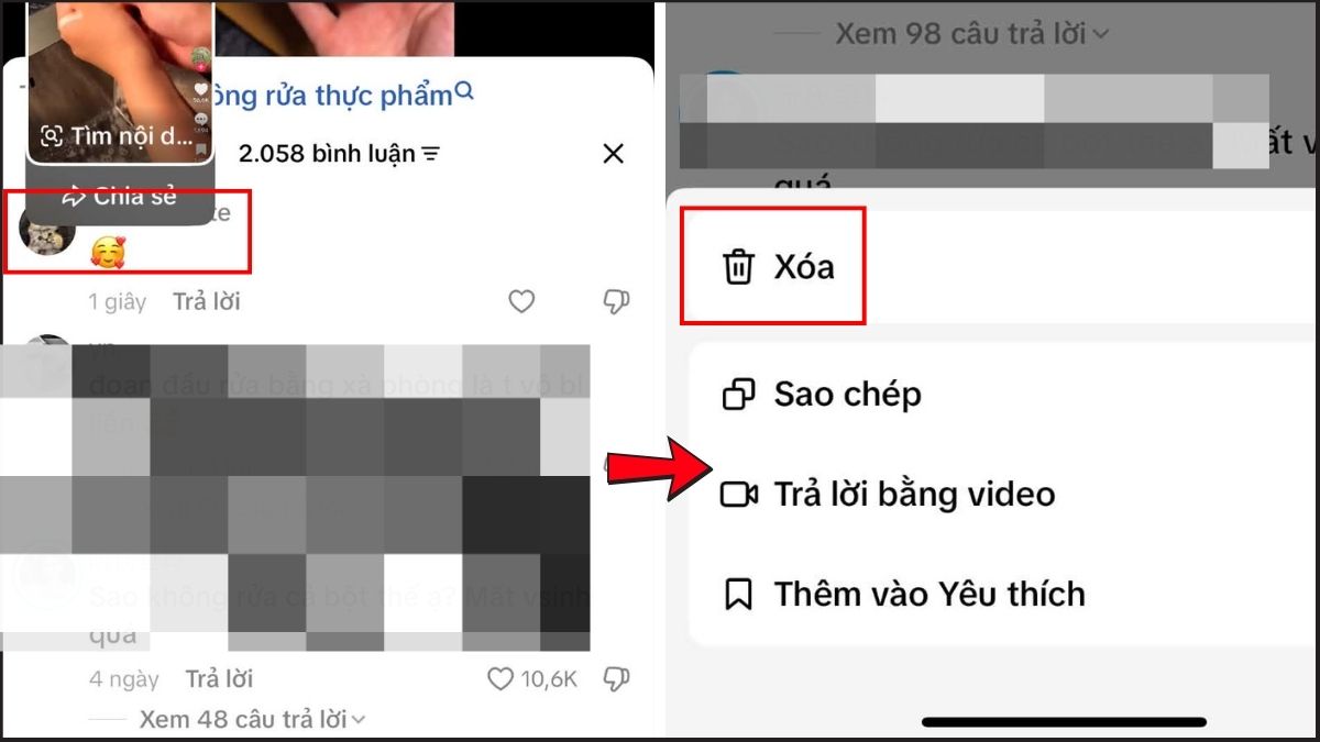 Cách xóa bình luận trên TikTok của chính mình trên điện thoại bước 3, 4