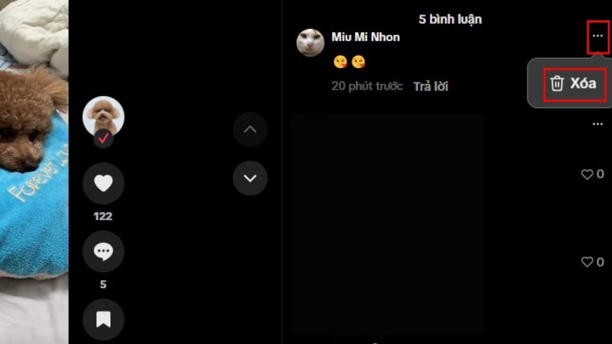 Cách xóa bình luận trên TikTok của chính mình trên máy tính bước 3