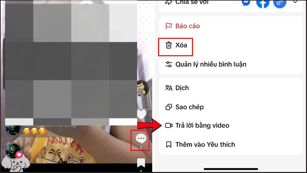 Cách xóa bình luận trên TikTok của người khác trên điện thoại bước 2, 3
