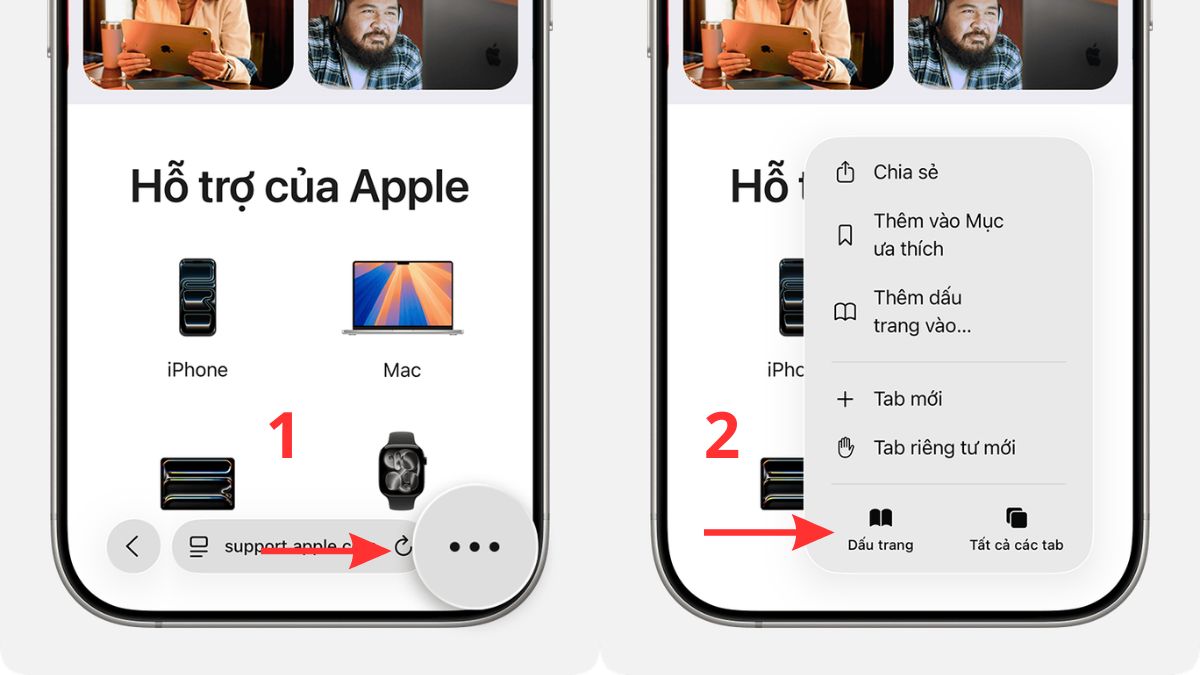 Cách xóa lịch sử Safari iPhone 17 - Xóa lịch sử Web bước 1, 2