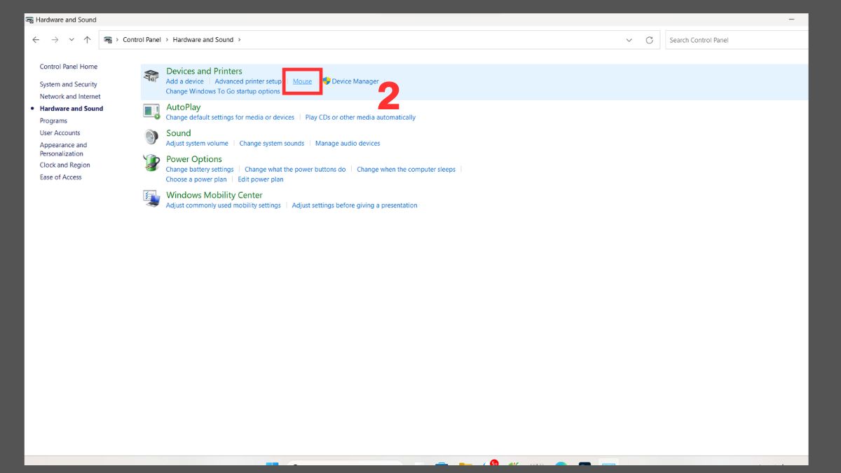 Cài đặt chuột máy tính trong Control Panel bước 2