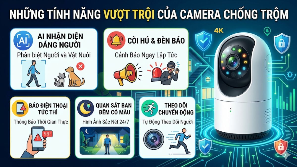 Camera chống trộm có nhiều tính năng