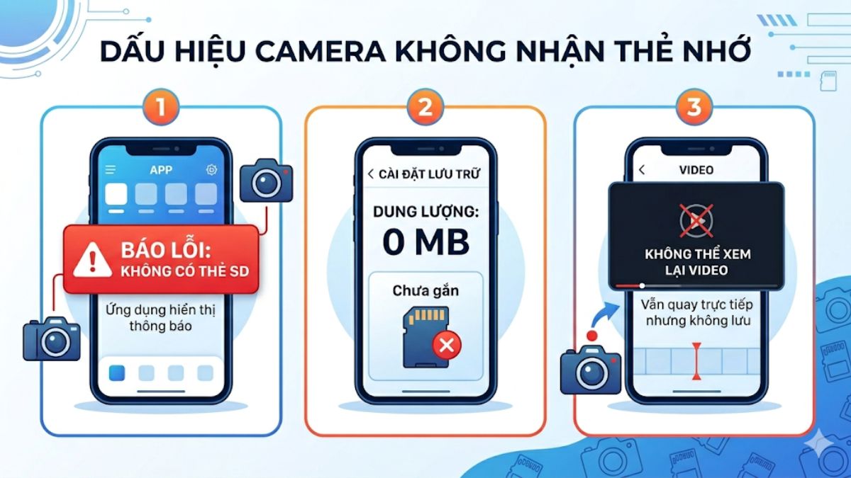 Dấu hiệu camera không nhận thẻ nhớ