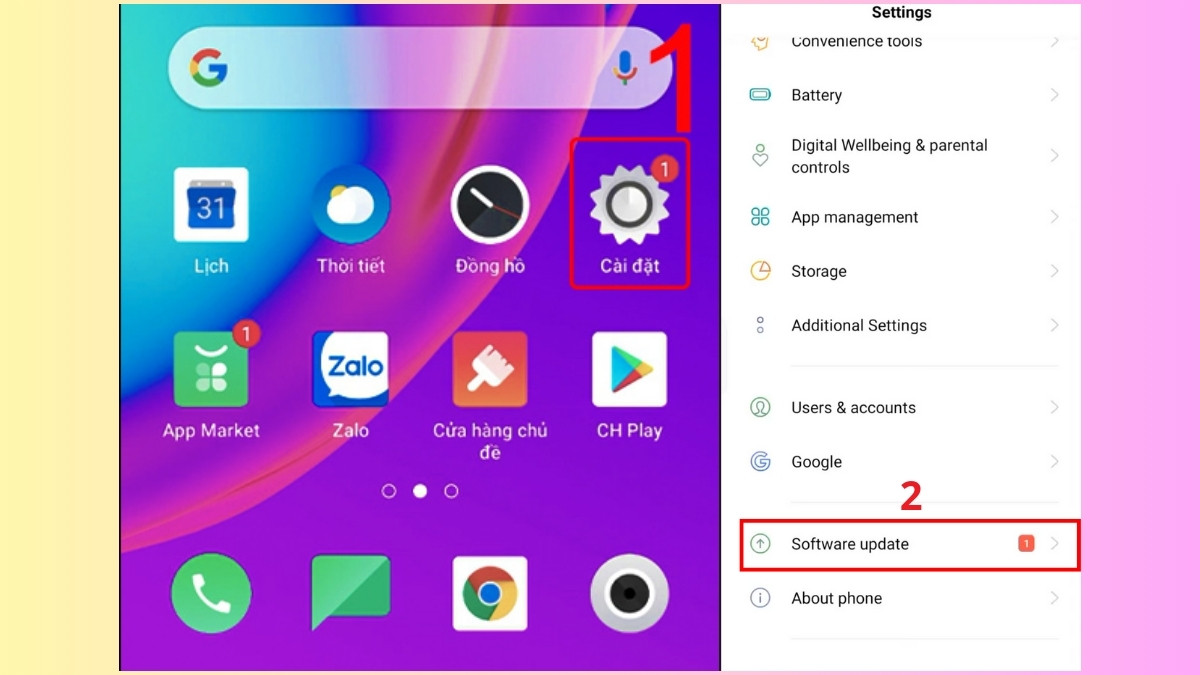 Sửa camera OPPO F11 Pro bị lỗi - Cập nhật hệ điều hành bước 1