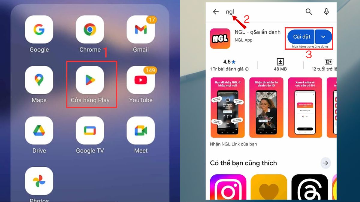 Các tải ứng dụng NGL để tạo câu hỏi ẩn danh trên Instagram