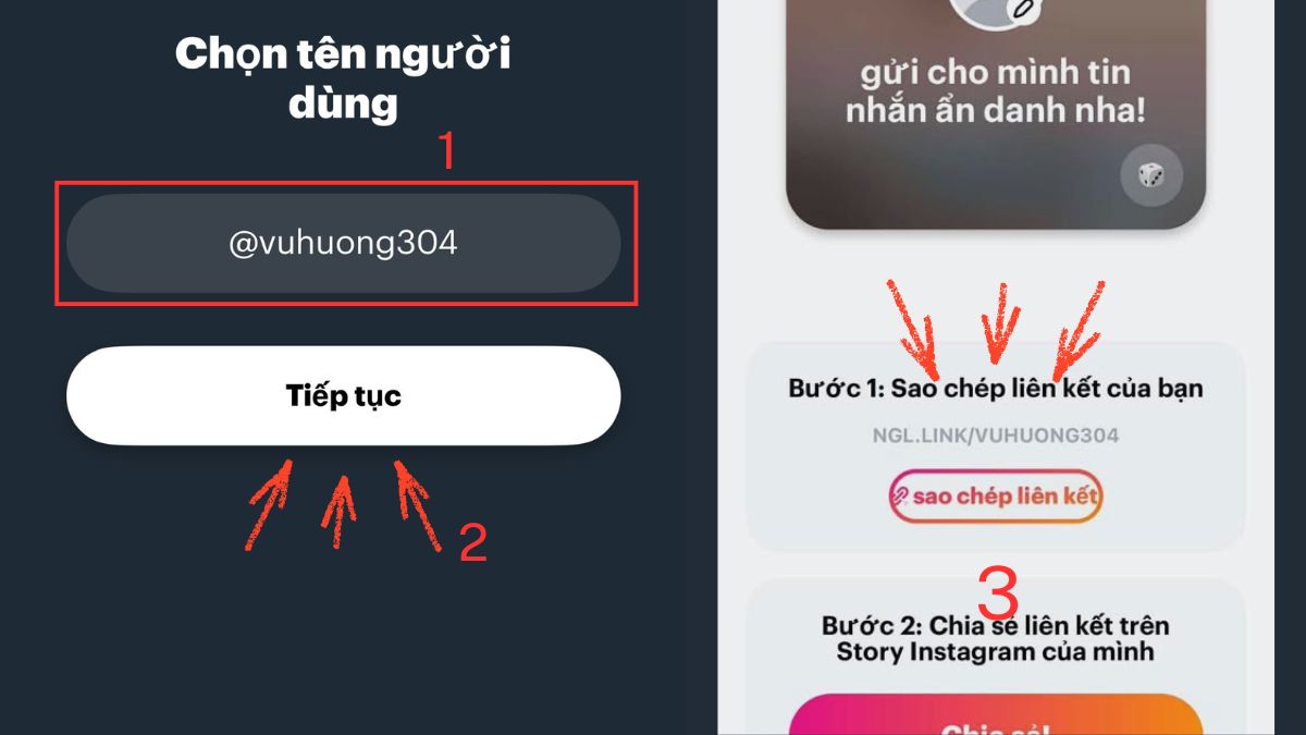 Cách làm link câu hỏi ẩn danh trên Instagram bước 1, 2, 3