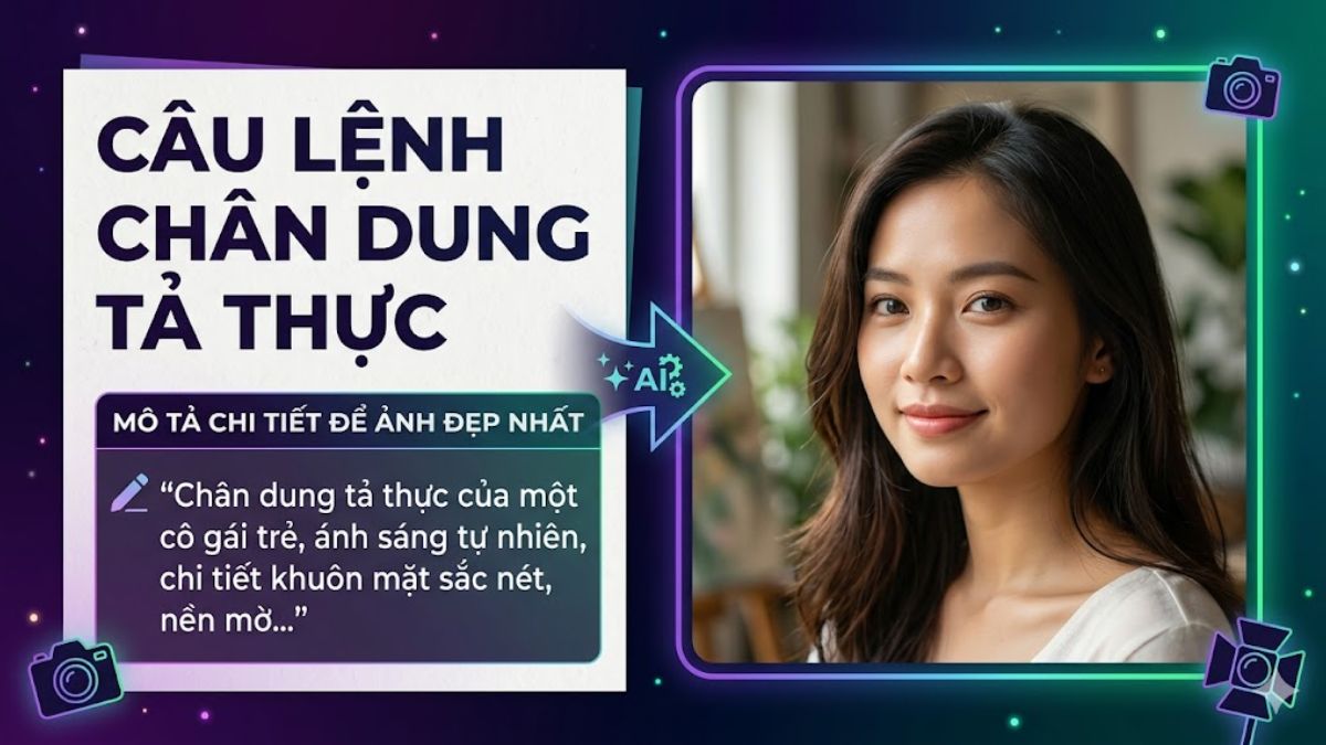 Câu lệnh tạo ảnh chân dung trên gemini phong cách tả thực