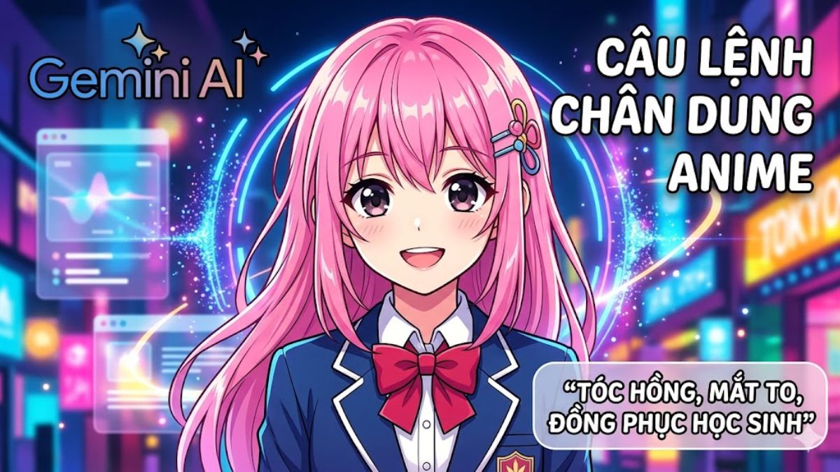 Câu lệnh tạo ảnh chân dung trên gemini phong cách Anime