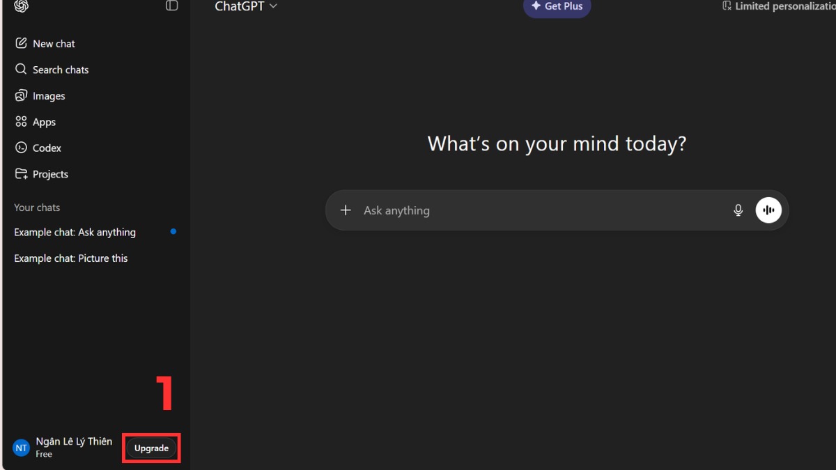 Cách nâng cấp ChatGPT 5.0 bước 1