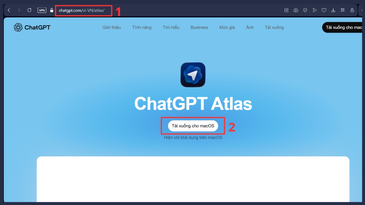 Tải ChatGPT Atlas - bước 1