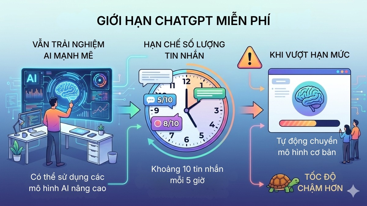 ChatGPT bị giới hạn tin nhắn - Đối với người dùng ChatGPT miễn phí