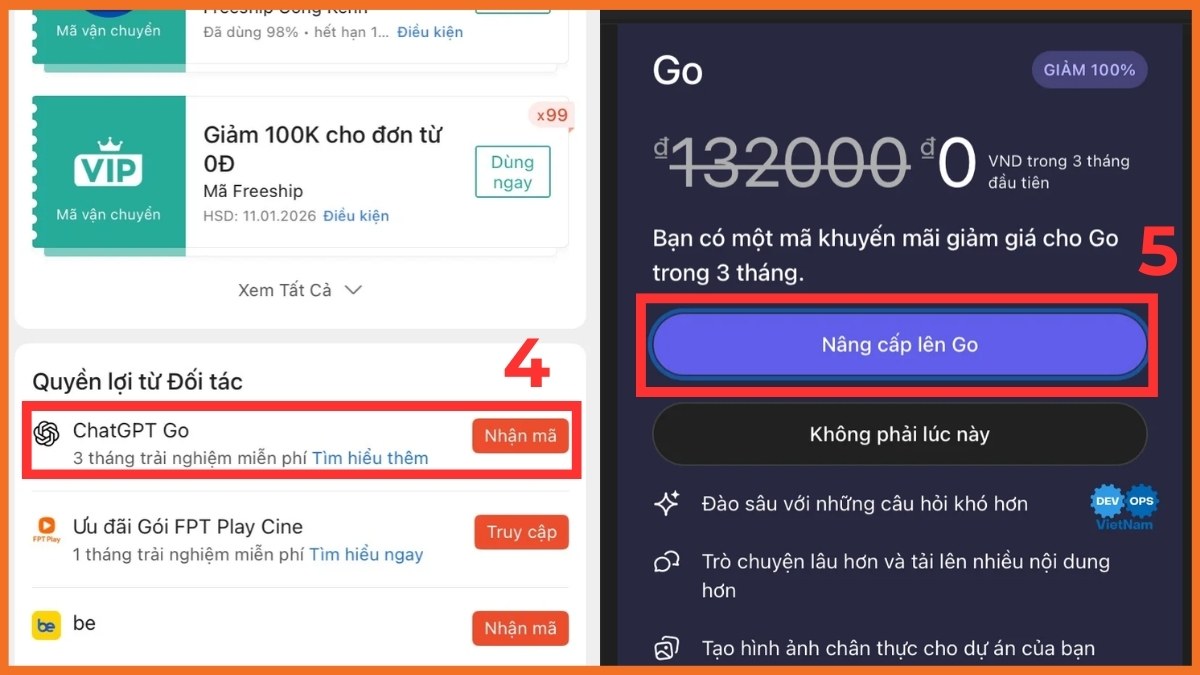 Đăng ký ChatGPT Go qua Shopee VIP