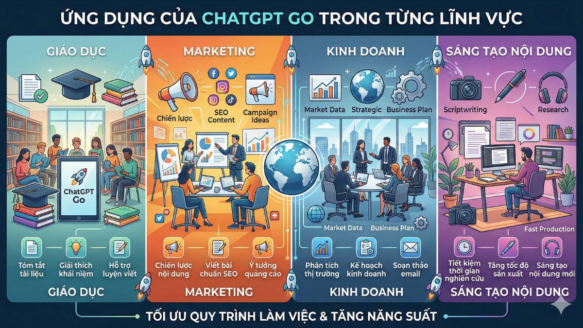 ChatGPT Go được sử dụng trong nhiều lĩnh vực