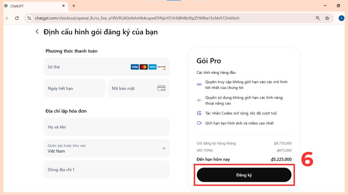Cách đăng ký ChatGPT Pro bước 5