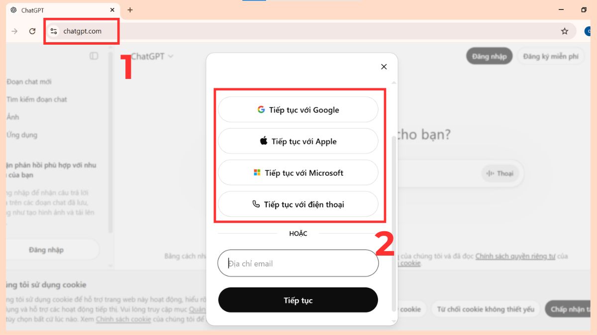 Cách đăng ký ChatGPT Pro bước 1