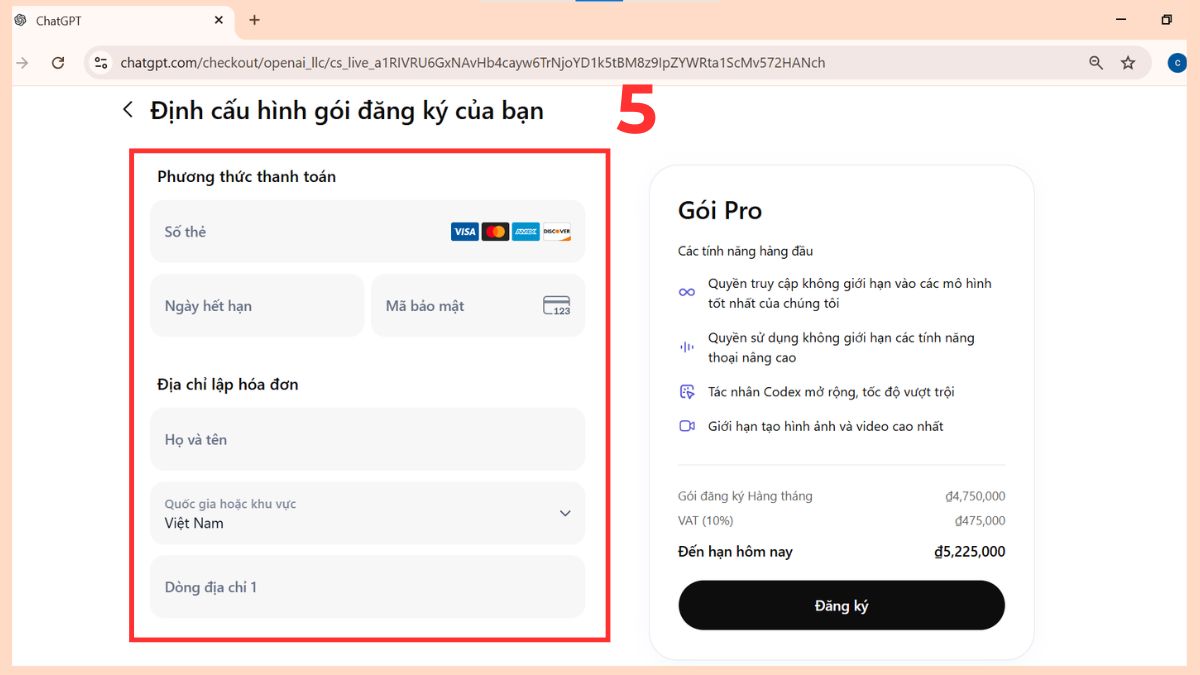 Cách đăng ký ChatGPT Pro bước 4