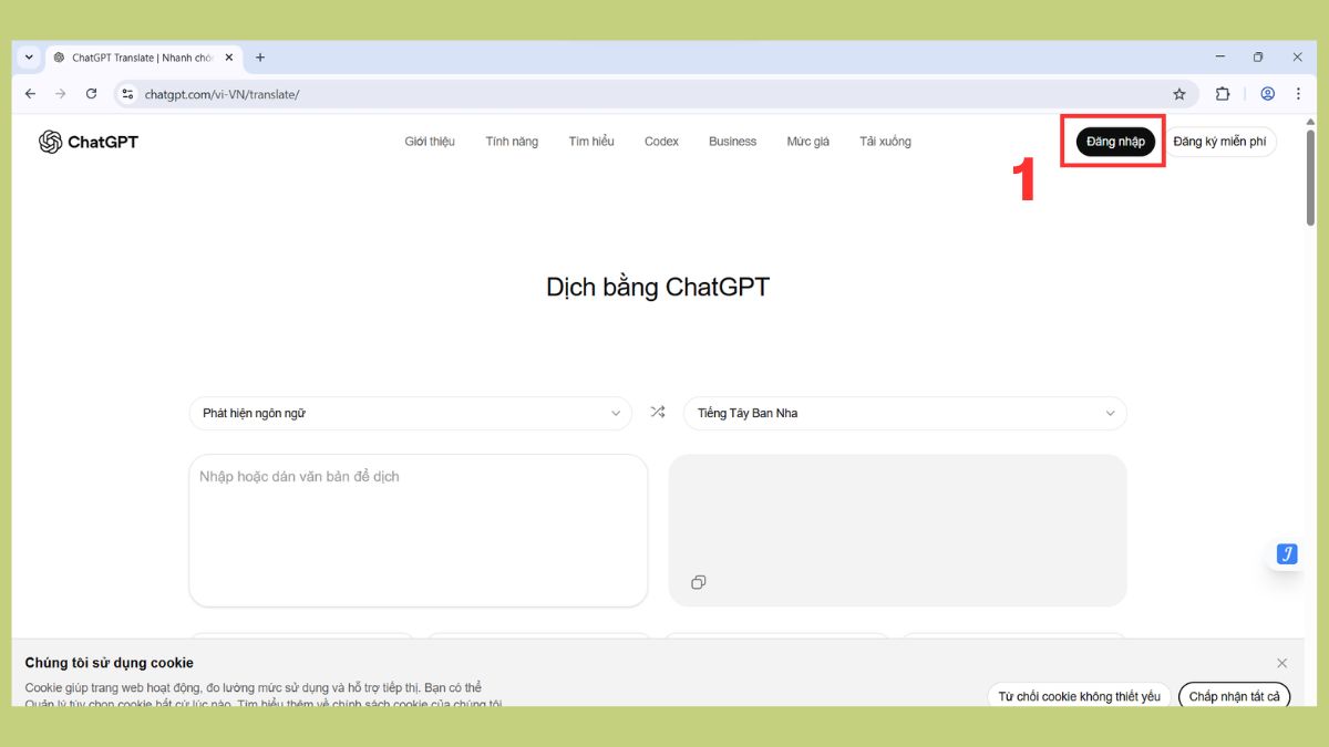 Đăng nhập ChatGPT Translate bước 1
