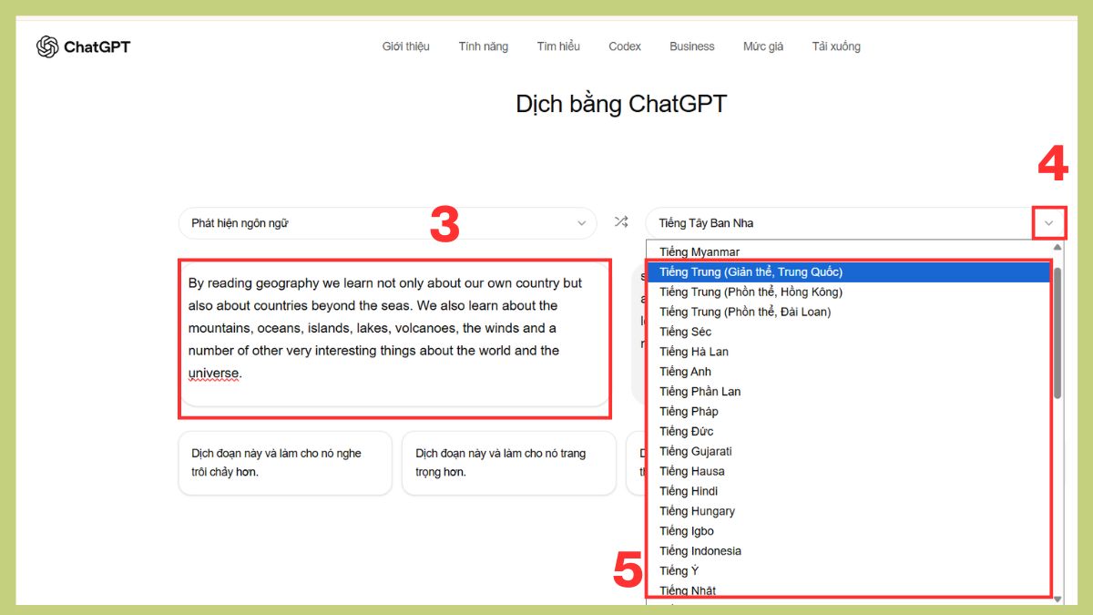 Bắt đầu sử dụng ChatGPT Translate