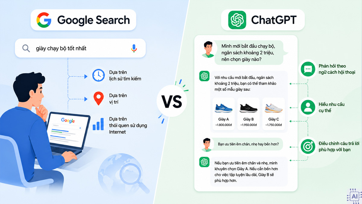 So sánh ChatGPT vs Google - Tính cá nhân hóa