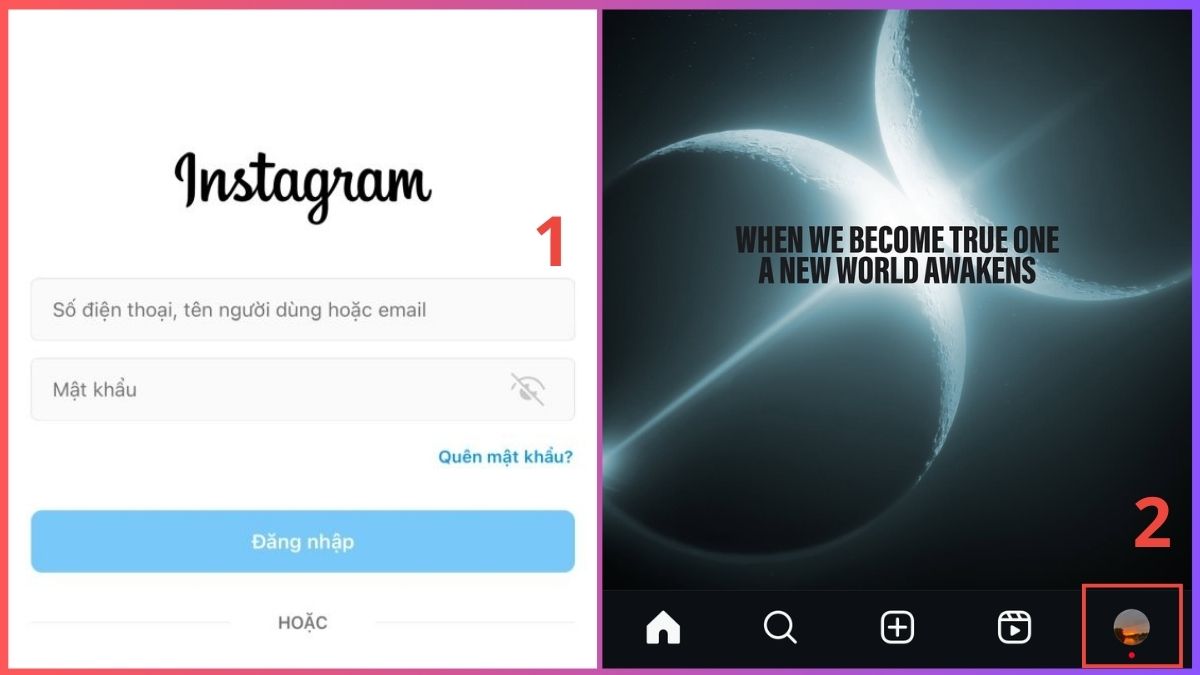 Hướng dẫn tắt chế độ riêng tư trên Instagram bước 1, 2