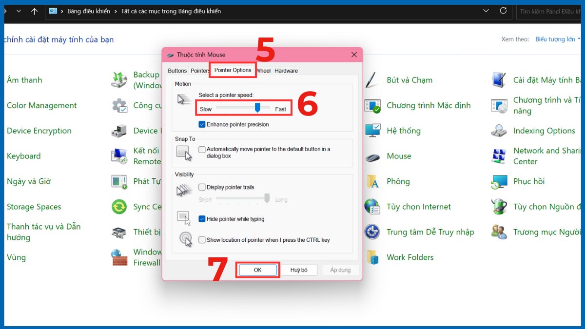Cách chỉnh DPI chuột Logitech trong cài đặt Windows bước 3