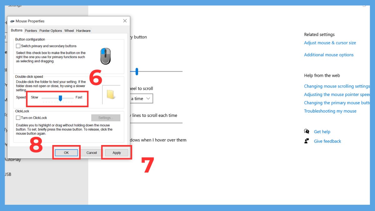 Cách sửa chuột bị double click - Điều chỉnh tốc độ nhấp chuột bước 4