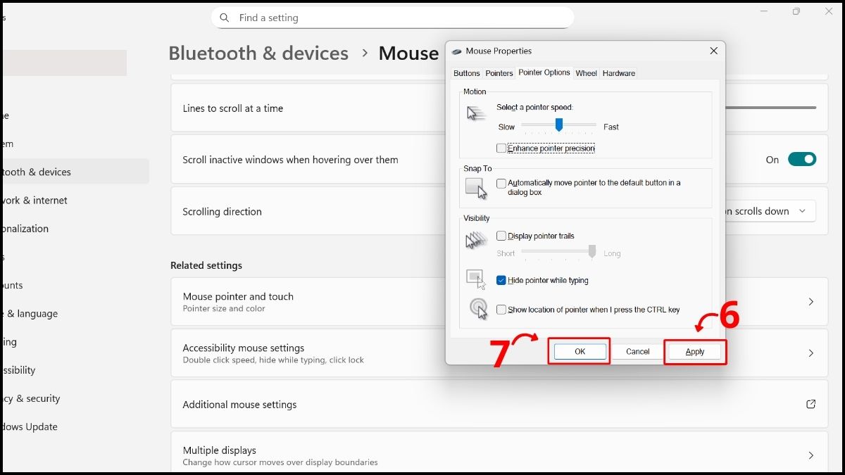 Khắc phục lỗi chuột bị giật lag Win 11 - Tắt Enhance pointer precision bước 5