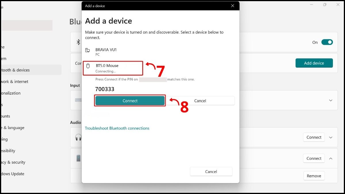 Khắc phục lỗi chuột bị giật lag Win 11 - Kết nối lại Bluetooth bước 5