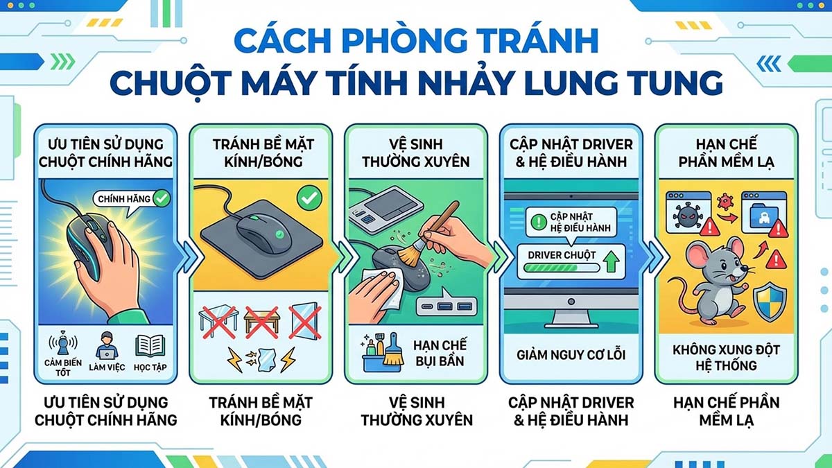 Phòng tránh chuột máy tính bị nhảy lung tung