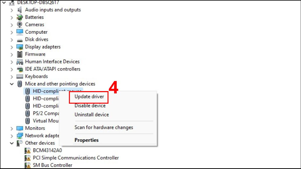 Cách sửa con lăn chuột bị loạn - Cập nhật driver bước 3